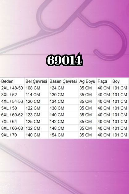 69014 Büyük Beden Beli Lastikli Cepli Double Tensel Pantolon - Siyah