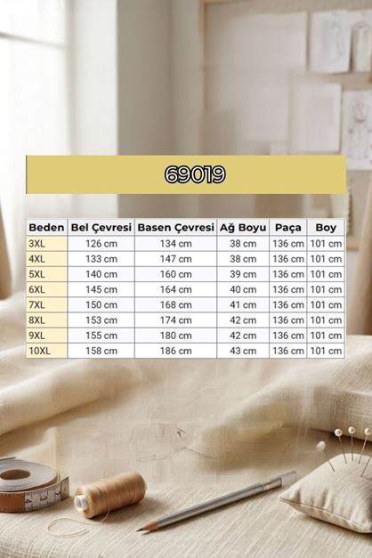 69019 Büyük Beden Bol Paça Cepli Bürümcük Pantolon - Lacivert
