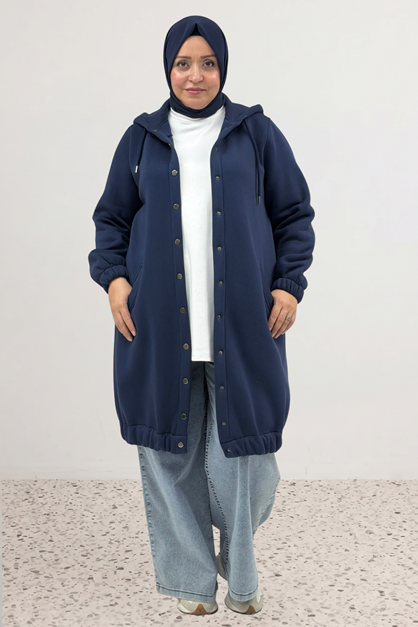 33095 Large Size Three Thread Cap with Snap Fasteners and Six Elastics - Navy Blue