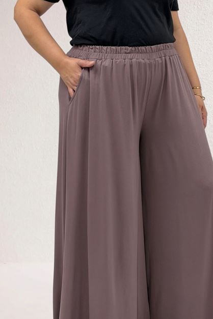49003 Large Size Combed Cotton Skirt Trousers with Elastic Waist - Emerald