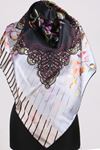 17161  Yaprak Desenli Twill Eşarp - V2