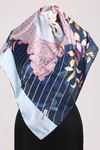 17161  Yaprak Desenli Twill Eşarp - V5