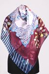 17161  Yaprak Desenli Twill Eşarp - V7