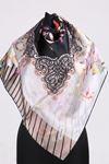 17161  Yaprak Desenli Twill Eşarp - V8