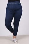 9109 Plus Size Elastic Waist Skinny Leg Jeans - Dark Navy Blue