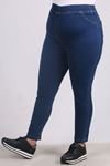 9109-7 Plus Size Elastic Waist Skinny Leg Jeans - Navy Blue