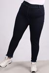 9138 Plus Size Elastic Waist Skinny Leg Jeans - Navy Blue