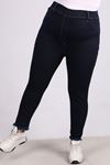 9138  Büyük Beden Beli Lastikli Püsküllü Dar Paça Kot Pantalon- Lacivert