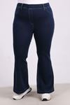 9137  Plus Size Elastic Waist Flared Jeans - Blue