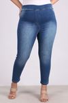 9109-10 Plus Size Elastic Waist Skinny Leg Jeans - Light  Blue