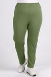 9057 Büyük Beden Yüksel Bel Lastikli Penye Pantalon - Yeşil