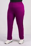 9057 Plus Size High Waist Elastic Pants - Light Purple