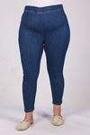 9109  Büyük Beden Beli Lastikli Dar Paça Kot Pantalon-Lacivert