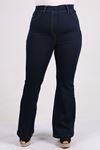 9137 Plus Size Elastic Waist Flared Jeans - Dark Navy Blue