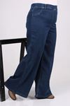 9142 Plus Size Elastic Waist Wide Leg Jeans - Dark Blue