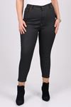 9107-2 Büyük Beden Mat Deri Görünümlü Dar Paça Kot Pantalon-Siyah