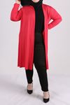 3013 Plus Size Combed Cotton Jacket - Red