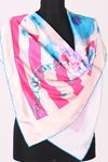 17119 Çiçekli Kalpli Rayon Eşarp - Şeker Pembe