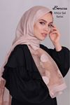 17187 Abiye Çiçek Desen Şal - Pudra