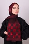 17189 Abiye Kare Desenli Şal - Bordo