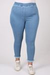 9138-2 Büyük Beden Beli Lastikli Püsküllü Dar Paça Kot Pantalon - Buz Mavi
