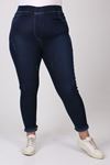 9138-3 Büyük Beden Beli Lastikli Tırnaklı Dar Paça Kot Pantalon - Lacivert