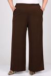 29019 Oversized Lycra Trousers with Elasticated Waist - Coffee