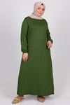 2035 Plus Size Elastic Sleeve Dress-Mink