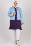23022 Plus Size Short Denim Jacket - Ice Blue