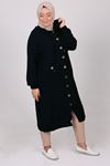 3125 Plus Size Coat with Pocket and Button- Naphtha Green