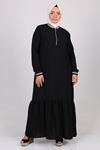 22014 Büyük  Beden Ribanalı Moskino Elbise-Siyah