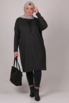 28144 Büyük Beden Basic Triko Tunik -Siyah 