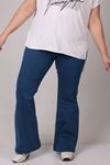 9137 Plus Size Elastic Waist Flared Jeans - Light Blue