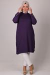 8180 Plus Size Button Detailed Tunic - Coffee