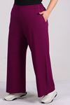 9012 Plus Size Elastic Waist Pants - Plum