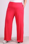 9012 Plus Size Elastic Waist Pants - Red