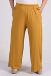 9012 Plus Size Elastic Waist Pants - Saffron