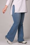 9137 Plus Size Elastic Waist Flared Jeans - Light Blue
