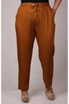 39005 Plus Size Elasticized Belmando Slim Leg Trousers - Cinnamon