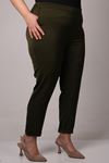 39002 Plus Size Double Leg Trousers - Khaki