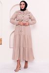 3161 Plus Size Buttoned Trench Coat - Beige