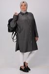 3161 Plus Size Buttoned Trench Coat - Beige