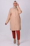 3161 Plus Size Buttoned Trench Coat - Beige