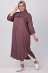 38005 Large Size Buttoned Belmando Tunic-Dark Rose