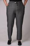 39014 Large Size Elastic Waist Slim Leg Lyocell Trousers-Anthracite