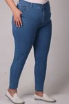 9183-6 Plus Size Slim Leg Long Length Jeans - Cold Blue