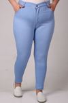 9183-7 Büyük Beden Dar Paça Uzun Boy Taşlı Tırnaklı Kot Pantolon - Buz Mavi