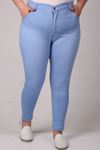 9183-7 Plus Size Slim Leg Long Length Stony Nail Jeans - Ice Blue