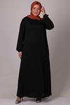 32021 Plus Size Mina Crepe Dress With Elastic Sleeve - Black