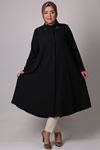 38060 Plus Size Collar Accessory Star Airobin Mevlana Shirt-Black